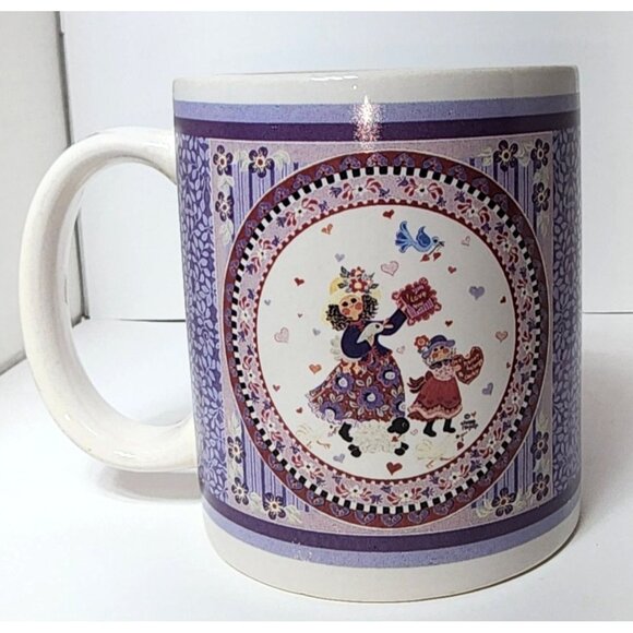 Vintage Donna Moses for Houston Foods Coffee Cup Mug 1998 Valentine's Day Love - Picture 3 of 6
